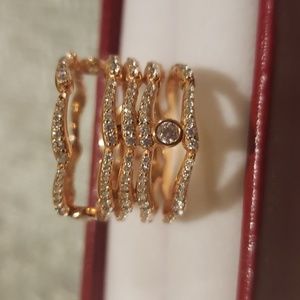 Anillos apilables Plata Ley 925 chapado en oro rosa para mujer,compromiso,boda.